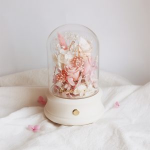 Preserved Flowers' Arrangement with Bluetooth speaker embedded inside and glass dome