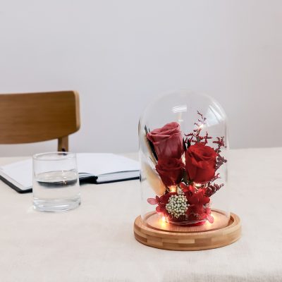 Rooted In Love (LED) Preserved Flowers Glass Dome