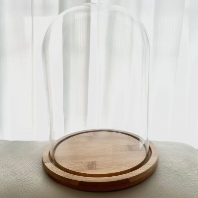 Large Glass Dome With Wooden Base